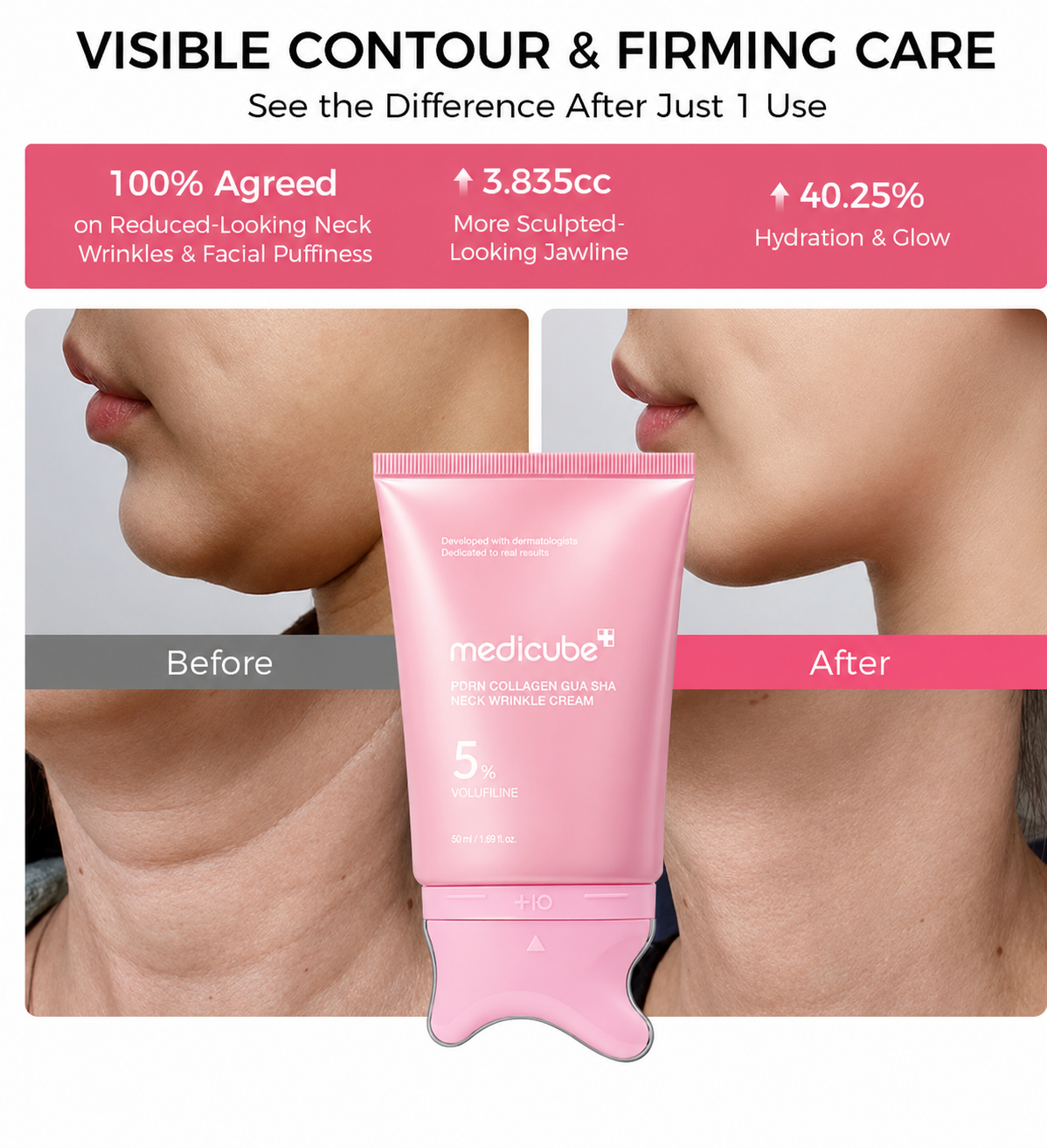 PDRN Collagen Neck Cream with Gua Sha Massager